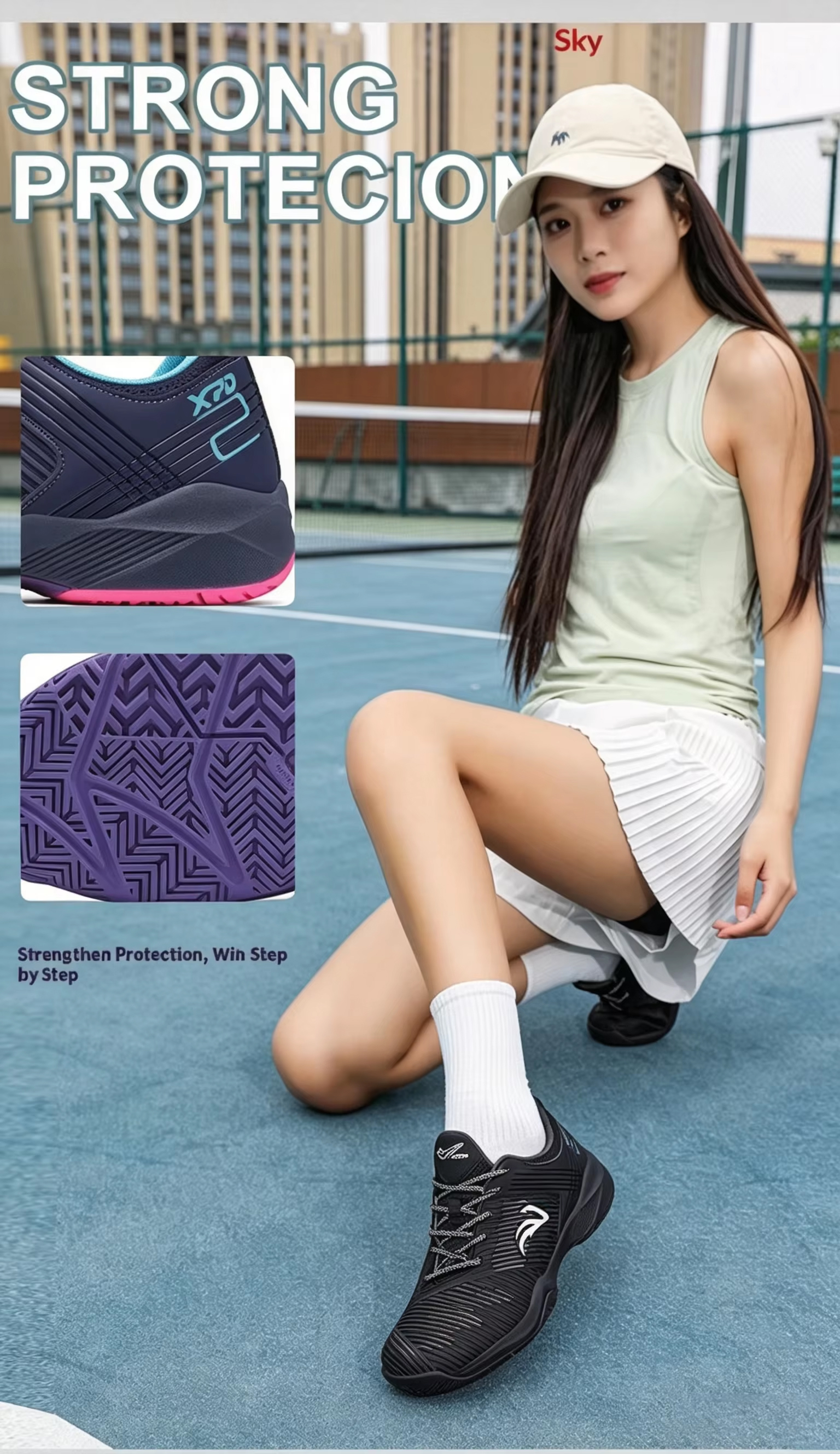 Unisex Pickleball Tennis Court Shoes with Carbon Plate - Non-Marking Rubber Sole Shock-Absorbing Midsole