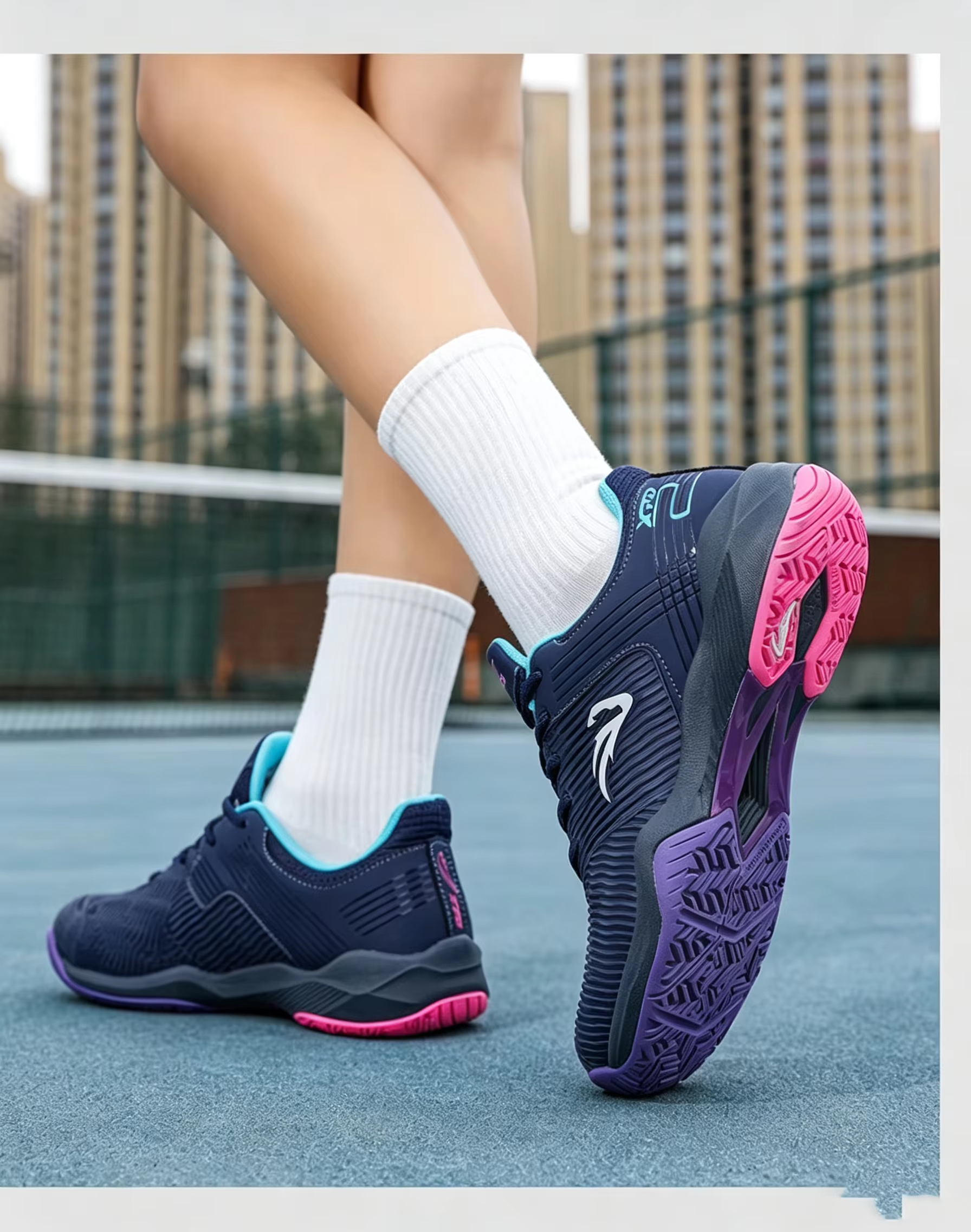 Unisex Pickleball Tennis Court Shoes with Carbon Plate - Non-Marking Rubber Sole Shock-Absorbing Midsole