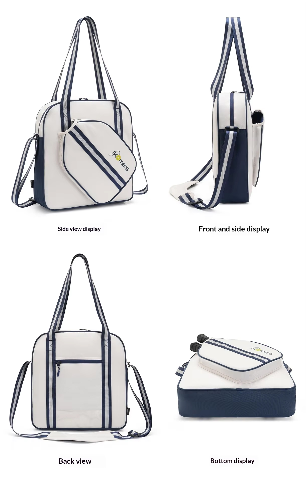 Waterproof Pickleball Bag - Oxford Cloth Shoulder Bag Fits 2 Paddles with Multi-Pocket Storage