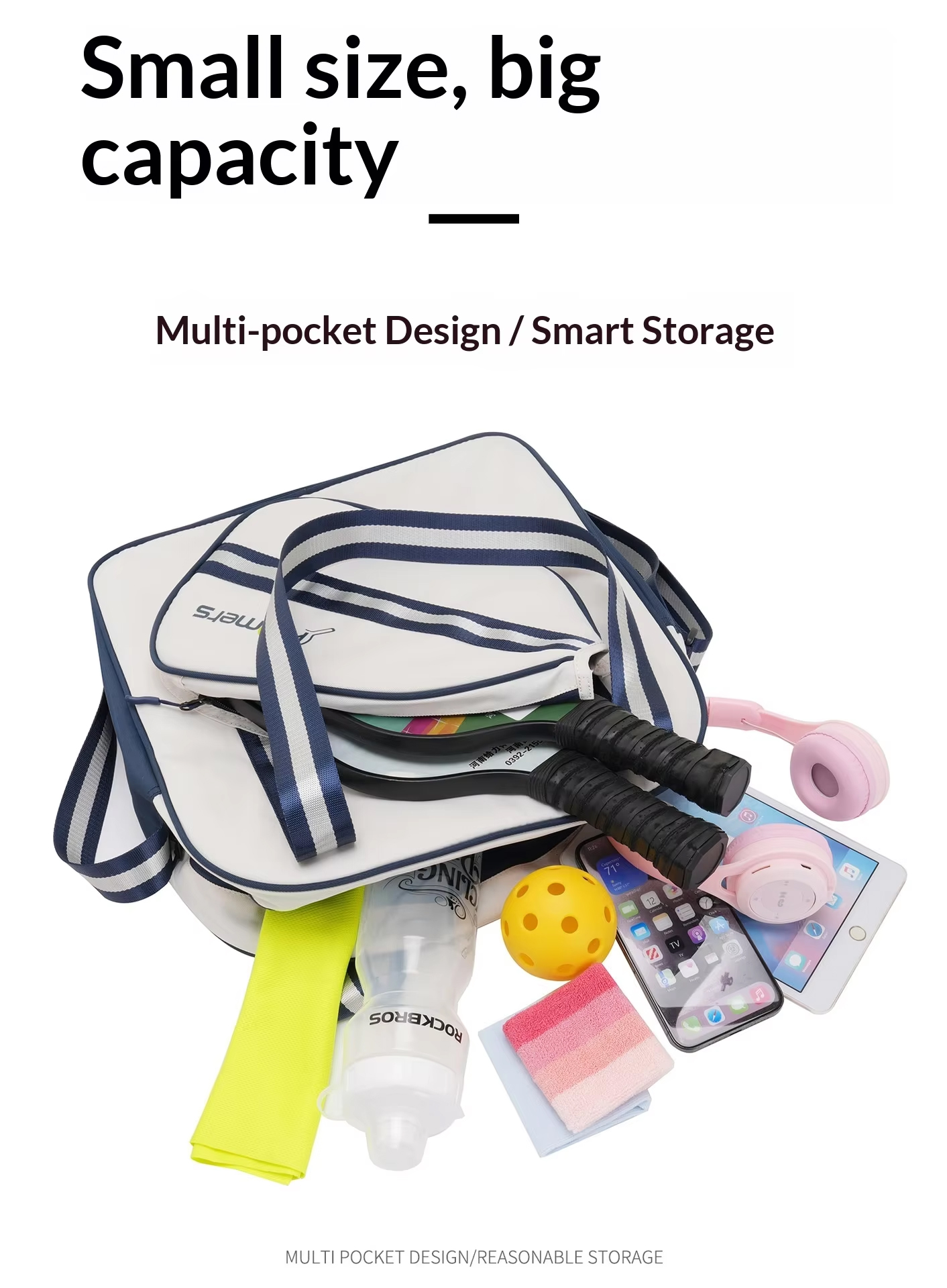 Waterproof Pickleball Bag - Oxford Cloth Shoulder Bag Fits 2 Paddles with Multi-Pocket Storage