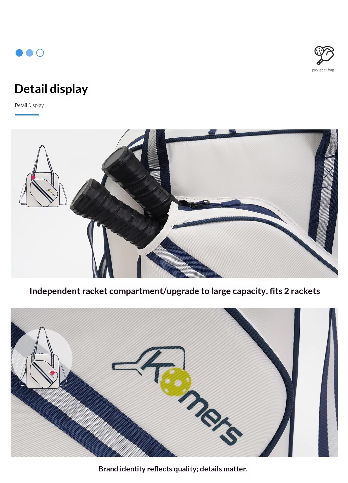 Waterproof Pickleball Bag - Oxford Cloth Shoulder Bag Fits 2 Paddles with Multi-Pocket Storage