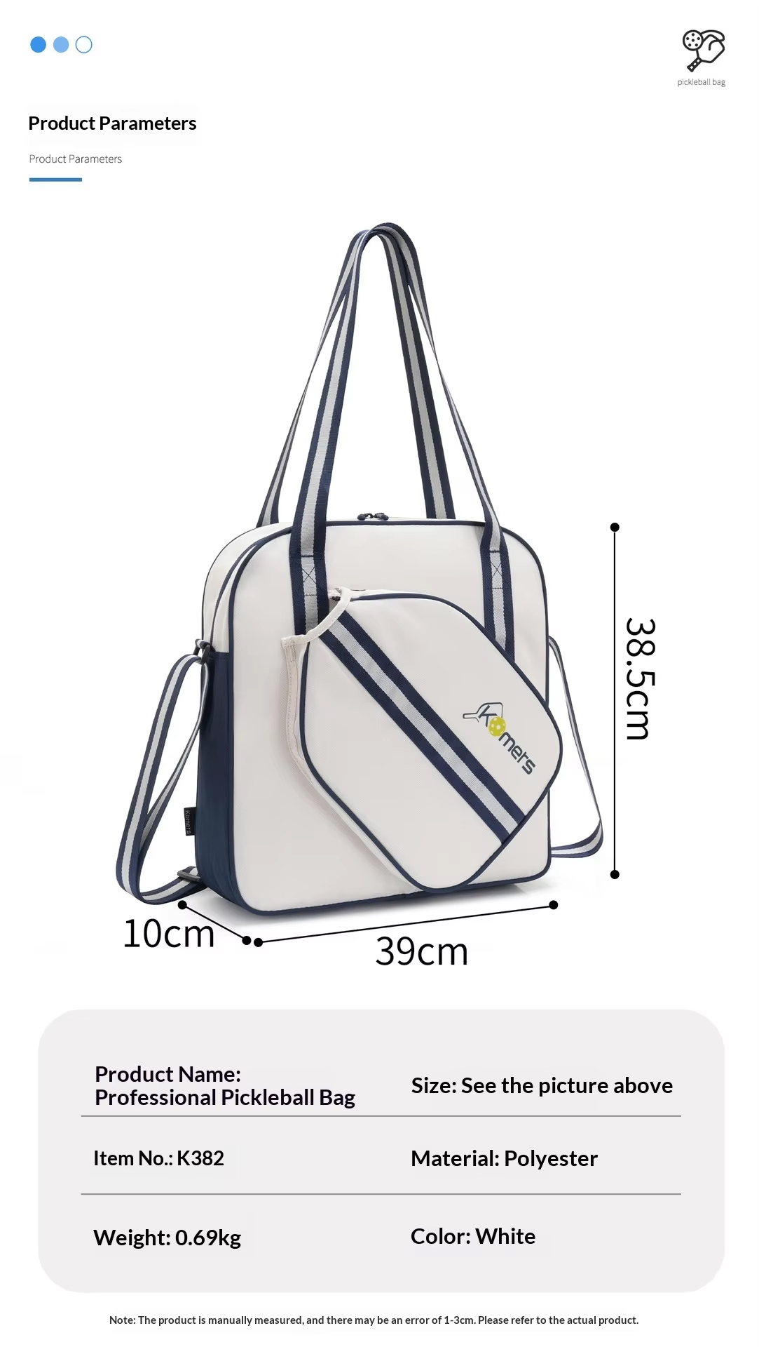 Waterproof Pickleball Bag - Oxford Cloth Shoulder Bag Fits 2 Paddles with Multi-Pocket Storage