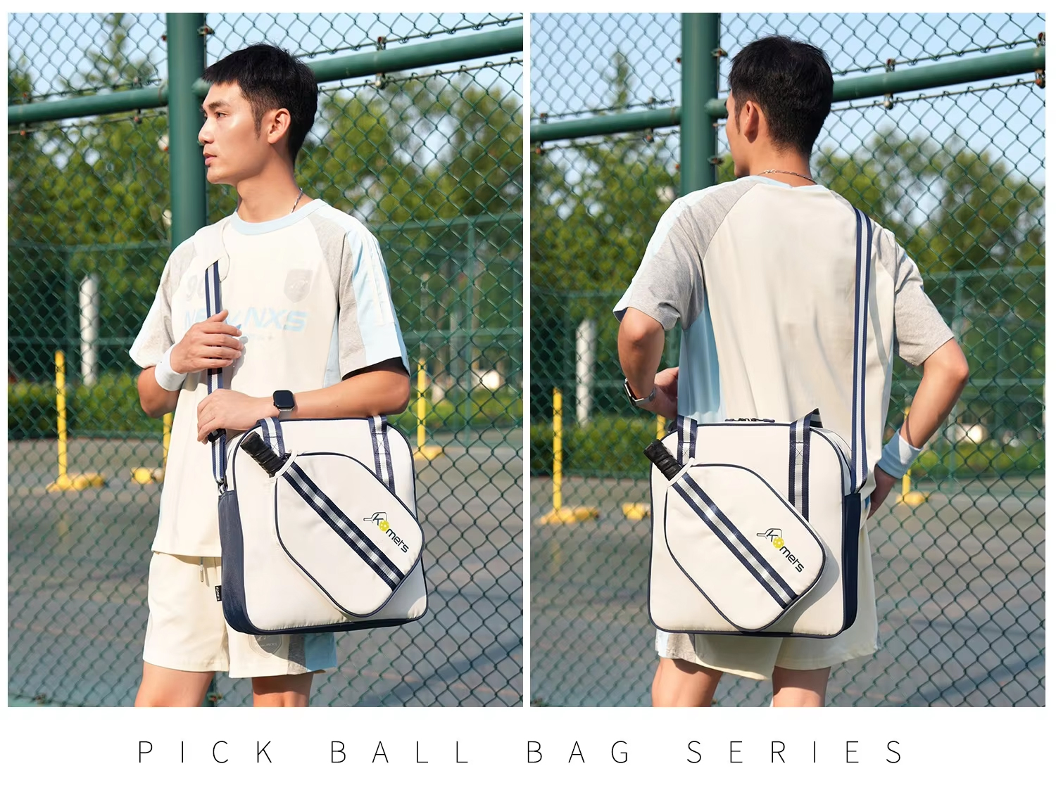 Waterproof Pickleball Bag - Oxford Cloth Shoulder Bag Fits 2 Paddles with Multi-Pocket Storage