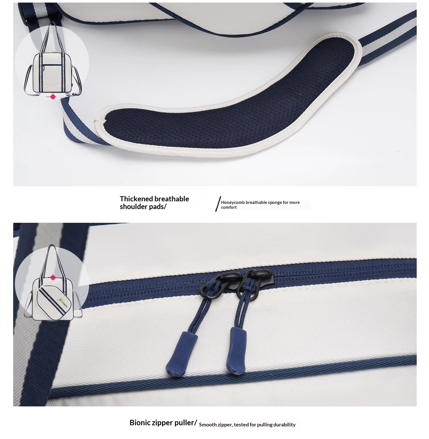 Waterproof Pickleball Bag - Oxford Cloth Shoulder Bag Fits 2 Paddles with Multi-Pocket Storage