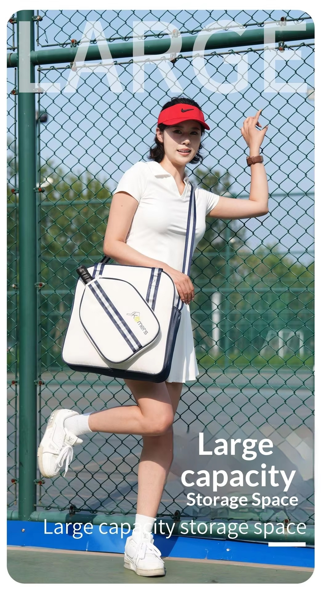 Waterproof Pickleball Bag - Oxford Cloth Shoulder Bag Fits 2 Paddles with Multi-Pocket Storage