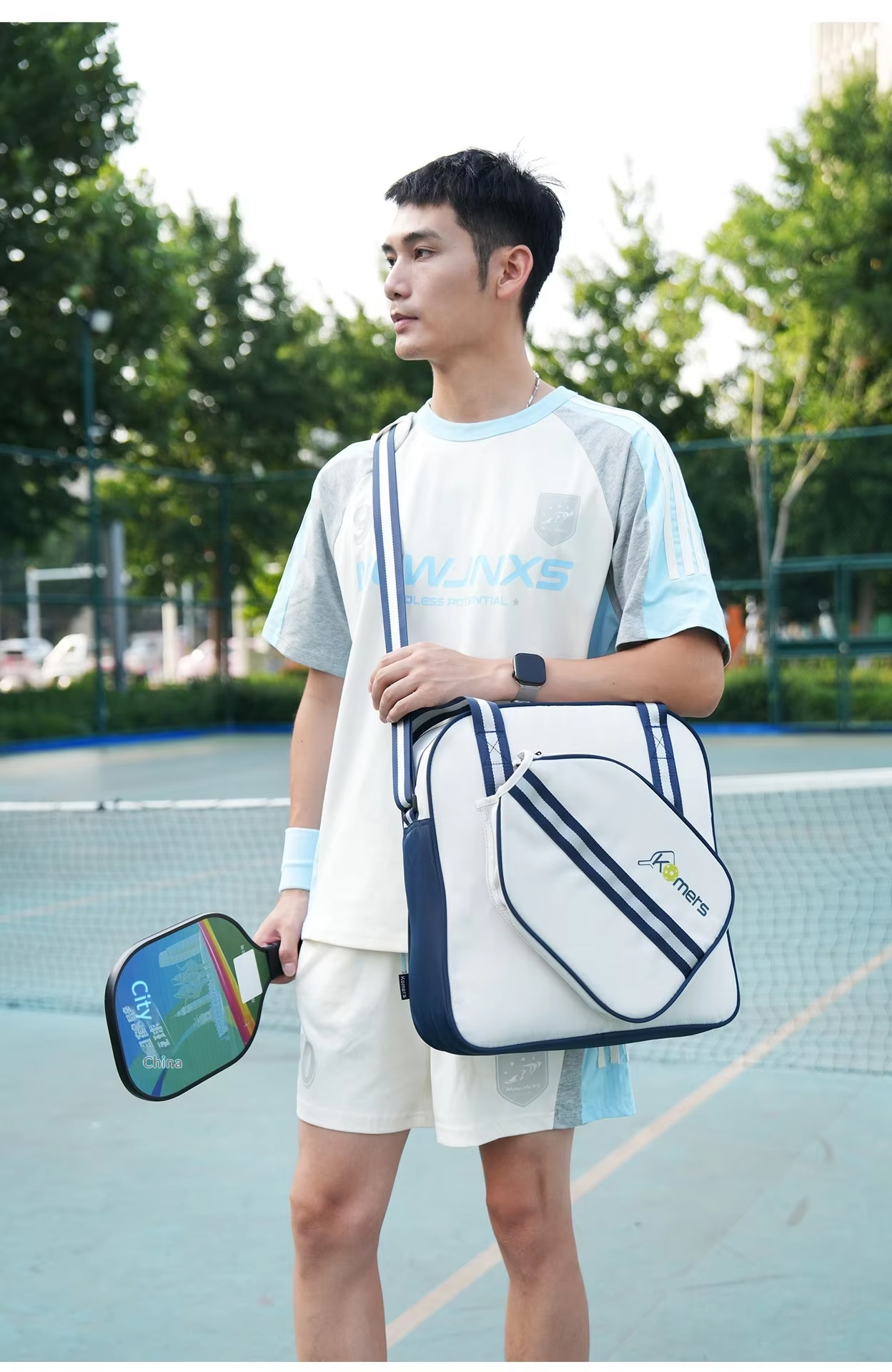 Waterproof Pickleball Bag - Oxford Cloth Shoulder Bag Fits 2 Paddles with Multi-Pocket Storage