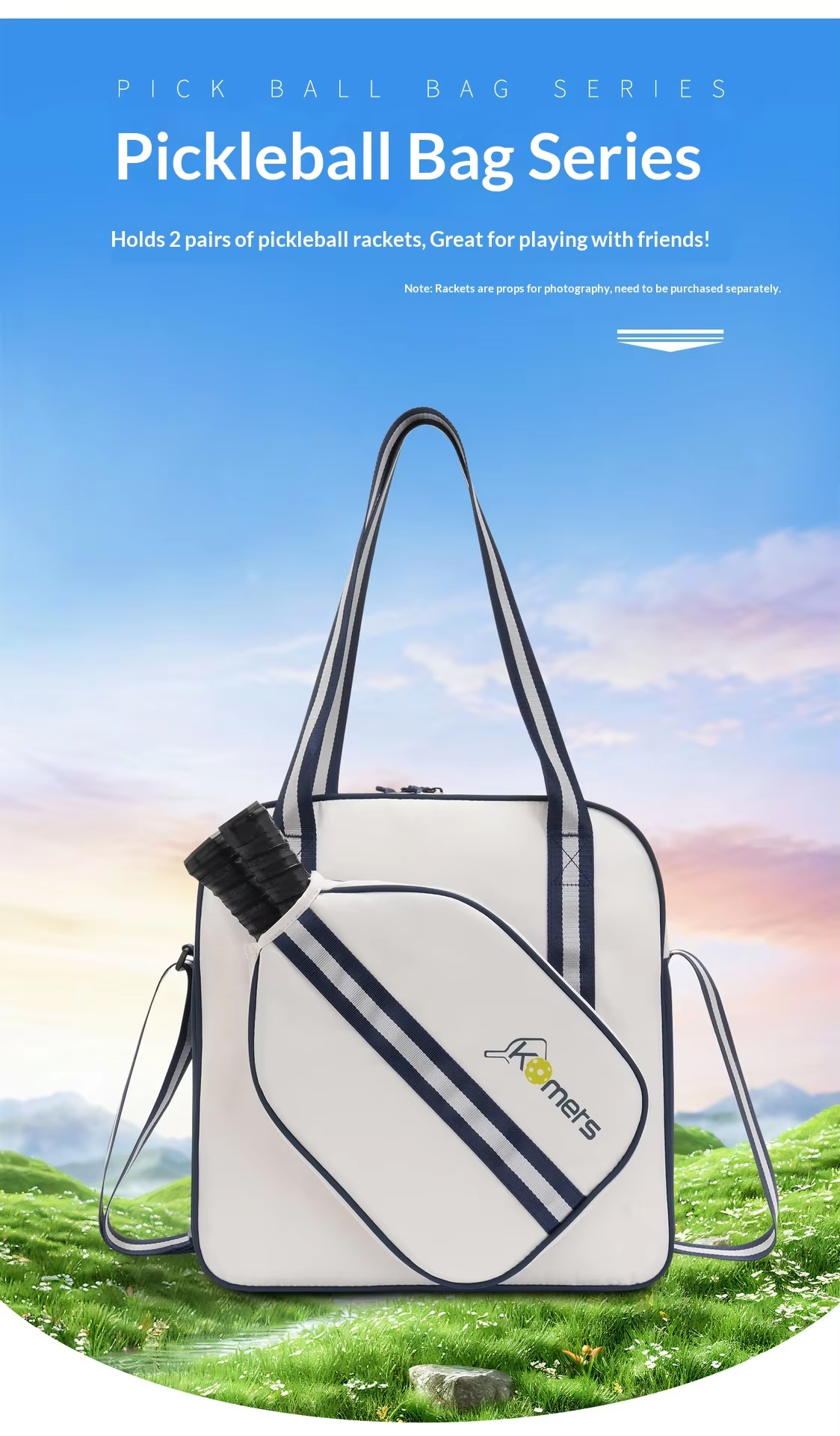Waterproof Pickleball Bag - Oxford Cloth Shoulder Bag Fits 2 Paddles with Multi-Pocket Storage
