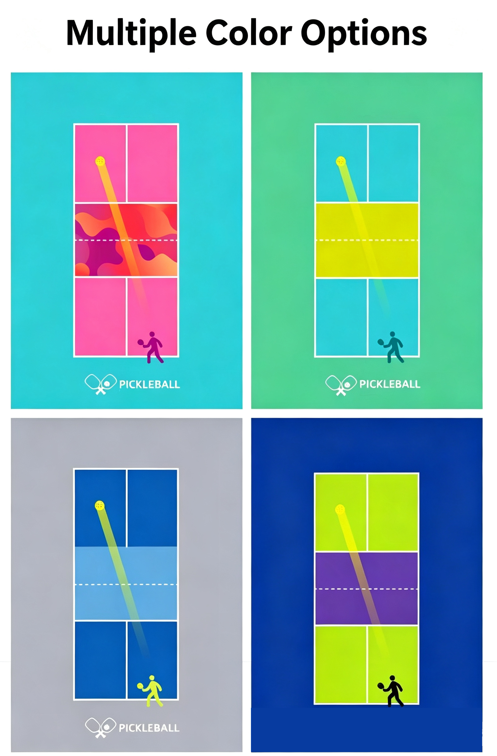 Pickleball Court Flooring - PVC Sports Floor Rolls and Interlocking Tiles for Indoor Outdoor Courts