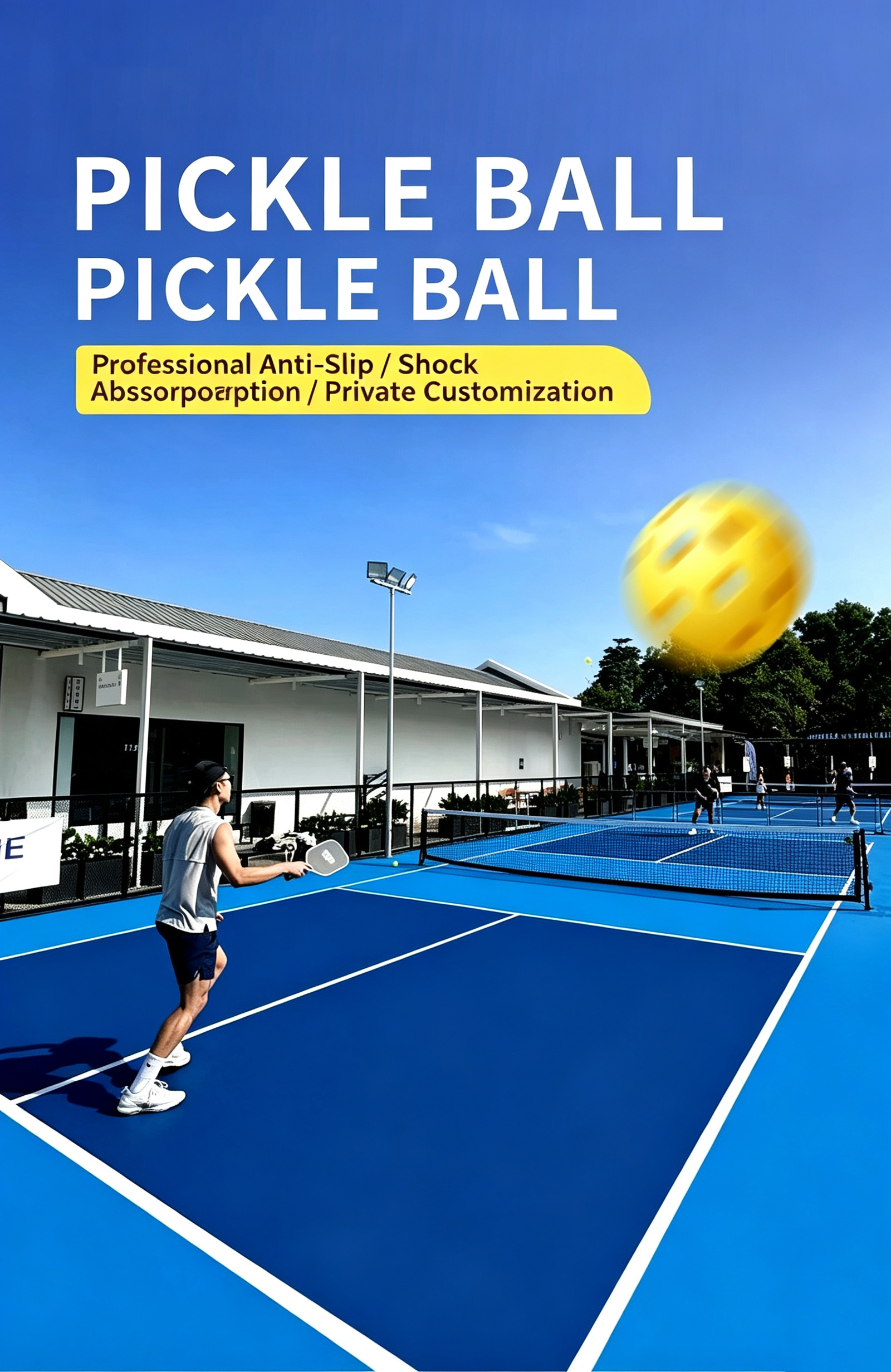Custom Printed Pickleball Court Flooring - Acrylic PVC Rolls and Interlocking Tiles Indoor Outdoor