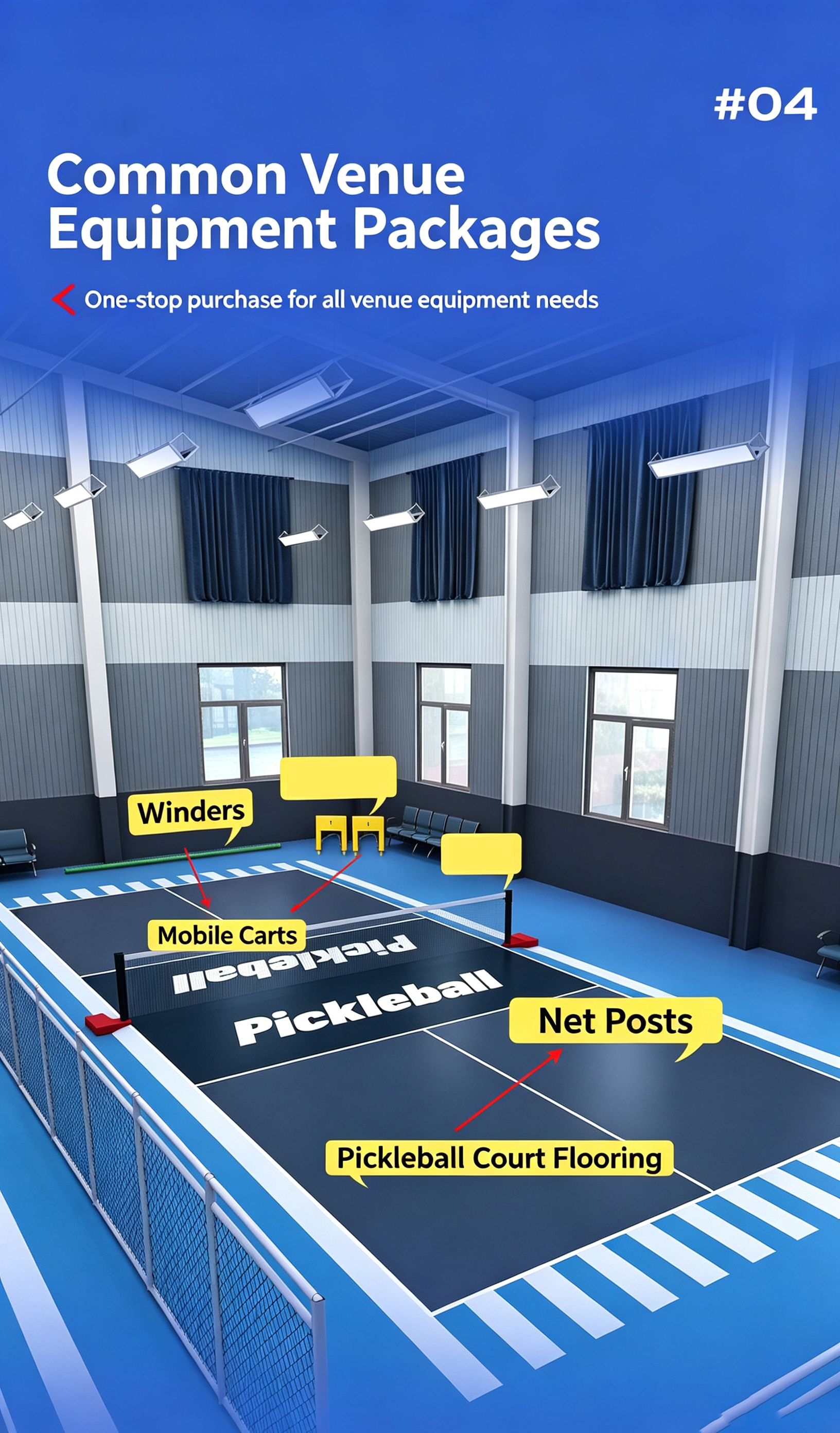 Custom Printed Pickleball Court Flooring - Acrylic PVC Rolls and Interlocking Tiles Indoor Outdoor