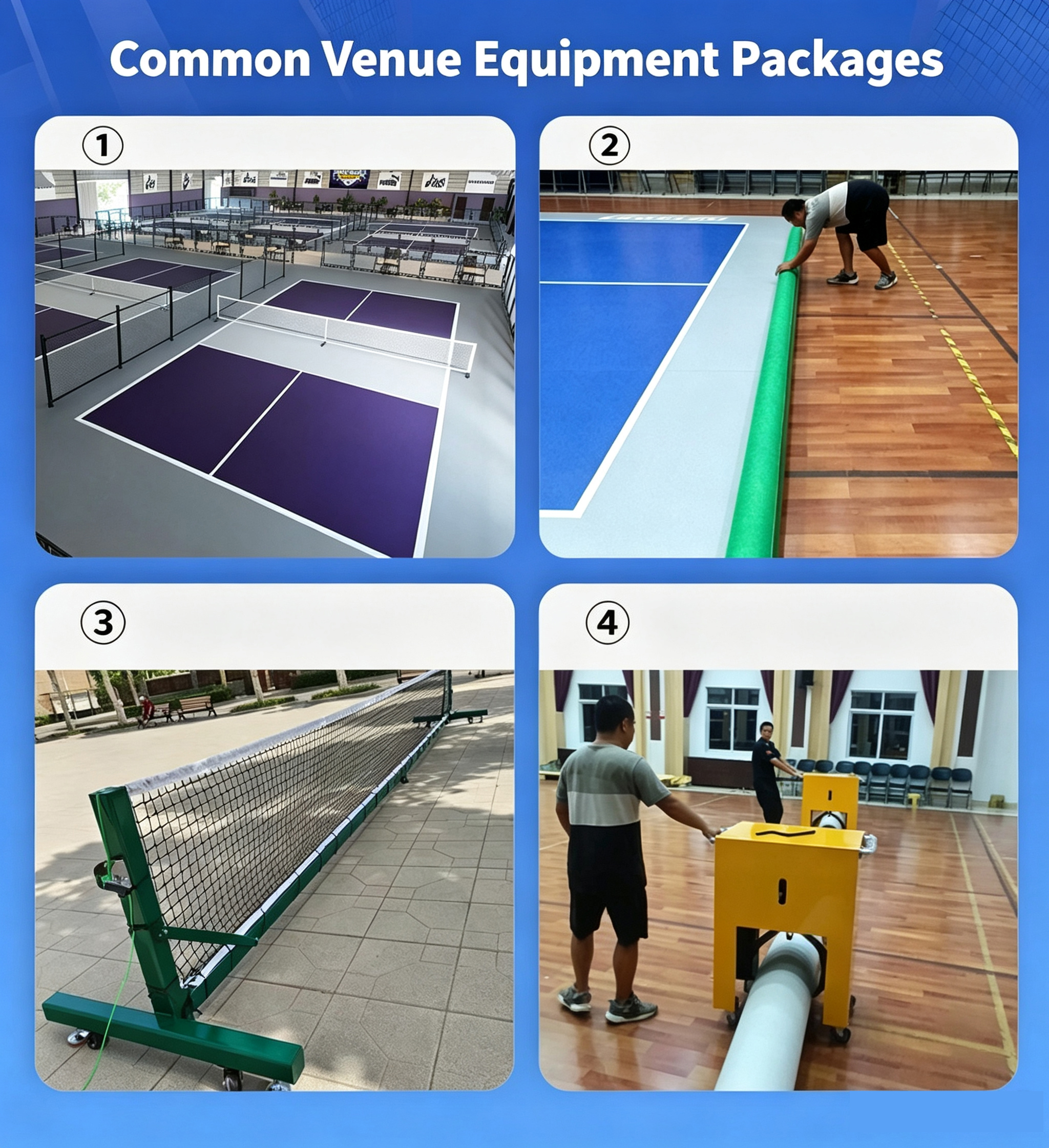 Custom Printed Pickleball Court Flooring - Acrylic PVC Rolls and Interlocking Tiles Indoor Outdoor