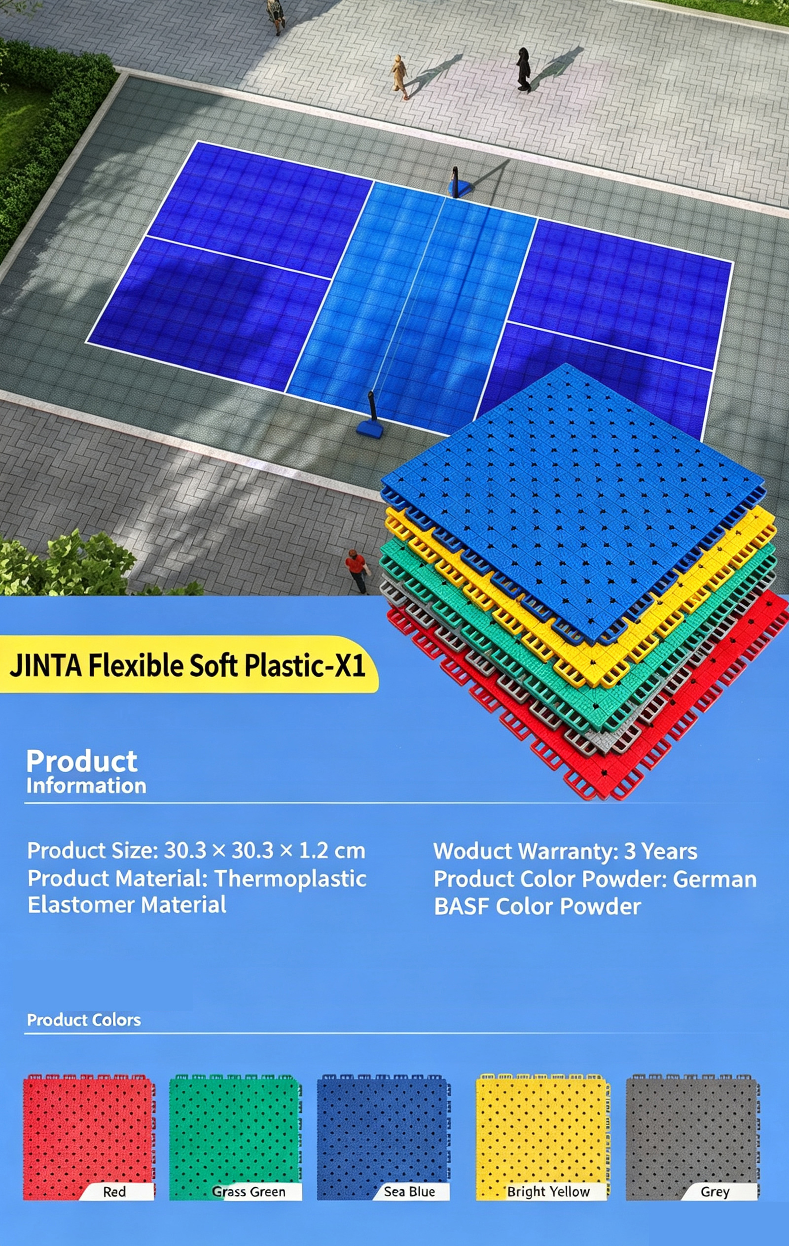 Custom Printed Pickleball Court Flooring - Acrylic PVC Rolls and Interlocking Tiles Indoor Outdoor